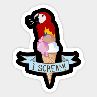 Scarlet Macaw Ice Cream Parrot Sticker